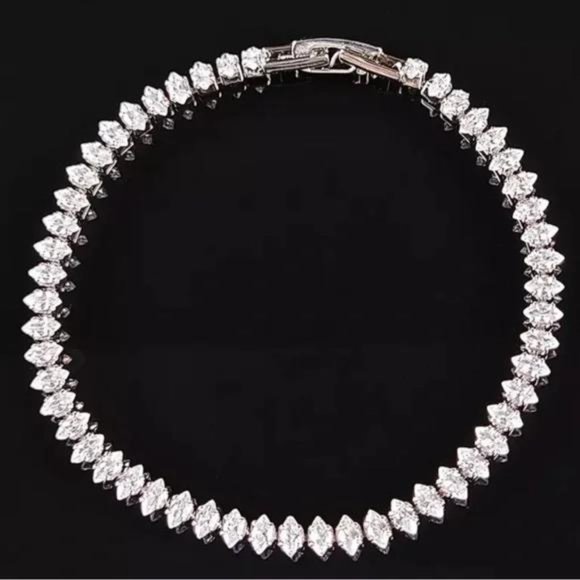 NEW ‘7’ CUT 925 STERLING SILVER DIAMOND BRACELET, NICE BRACELET, CUTE BRACELET - Picture 2 of 5